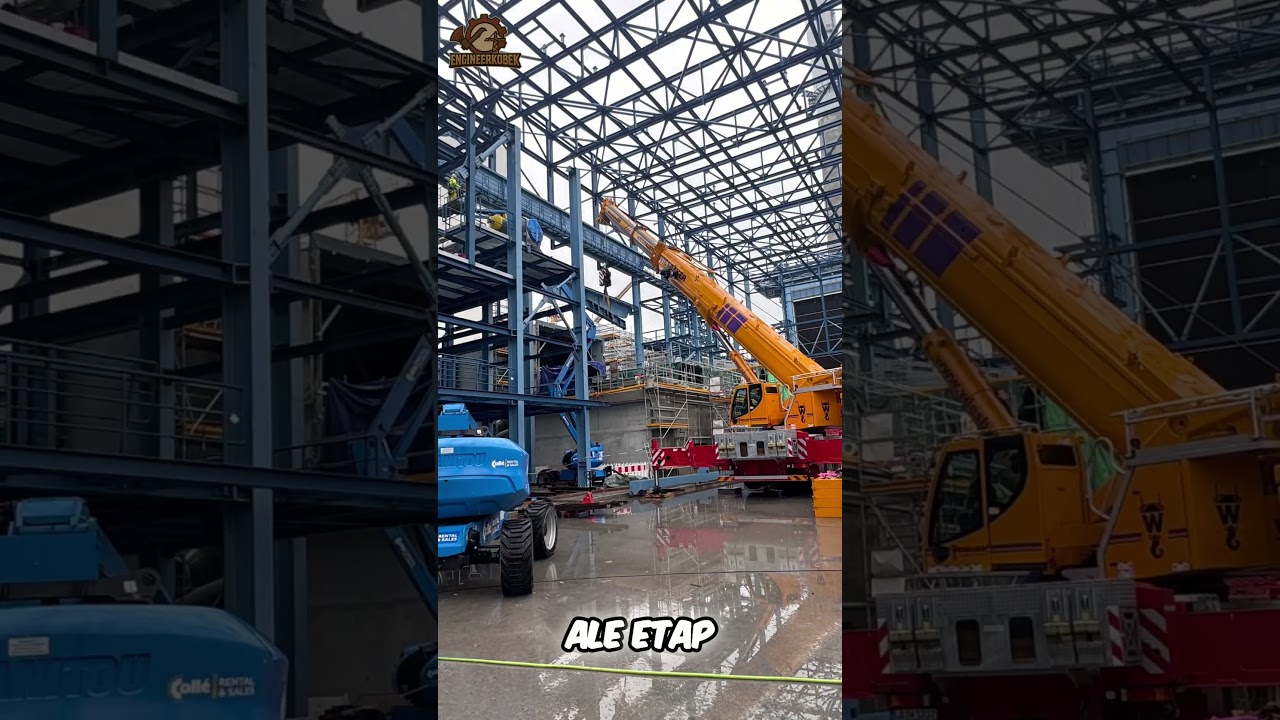 Potężne belki podsuwnicowe  Stalowa konstrukcja hali