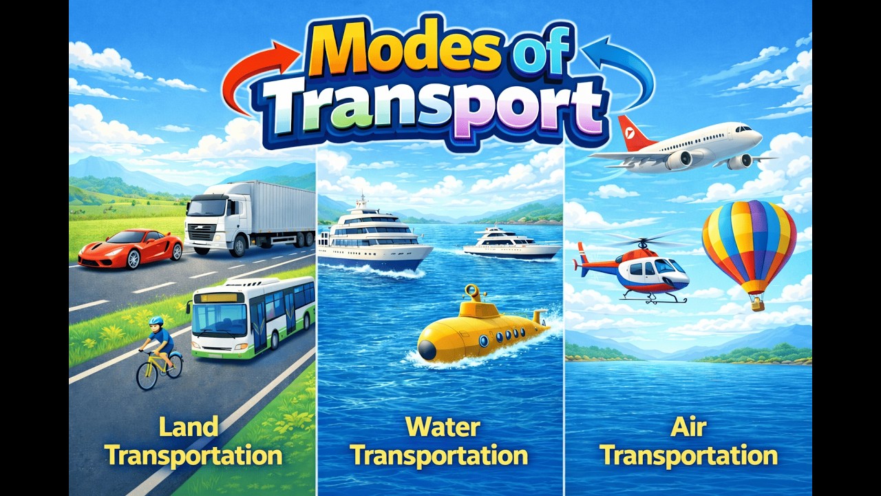 Modes Of Transport for Kids | Vehicles Name | #learning | #english | @CaptainExplorerPro-19