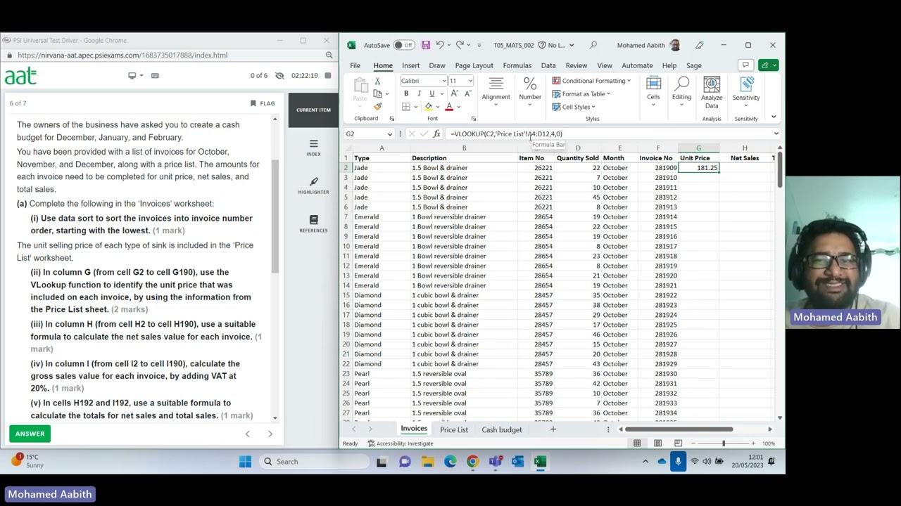 MATS - Management Accounting Techniques - PA2 Part 2/2 (Qs 5-6 Excel ) AAT AQ2022