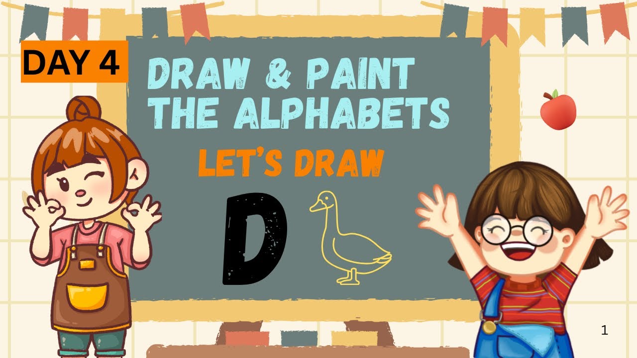 Day 4 How to draw and colour D letter | D for Duck |step by step @D @alphabet @draw @colour