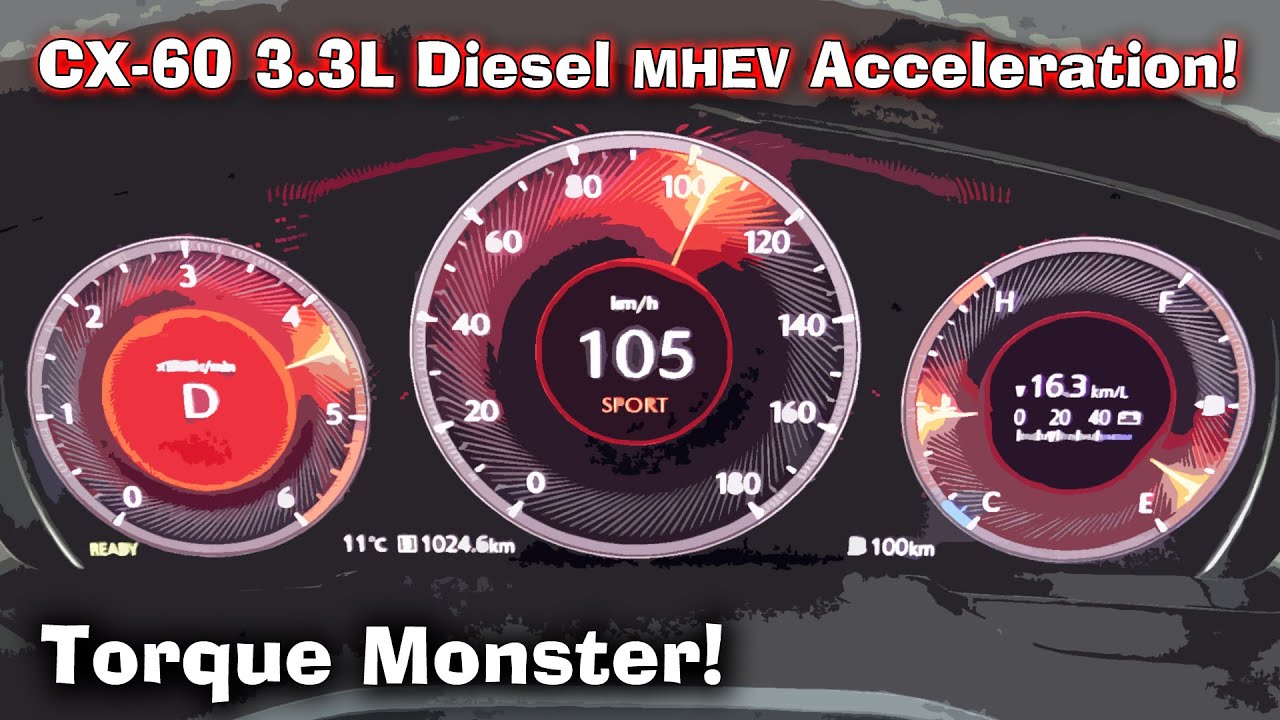 Mazda CX-60 3.3L Diesel (MHEV) Full Acceleration! A Straight-6 SUV? Japan specification