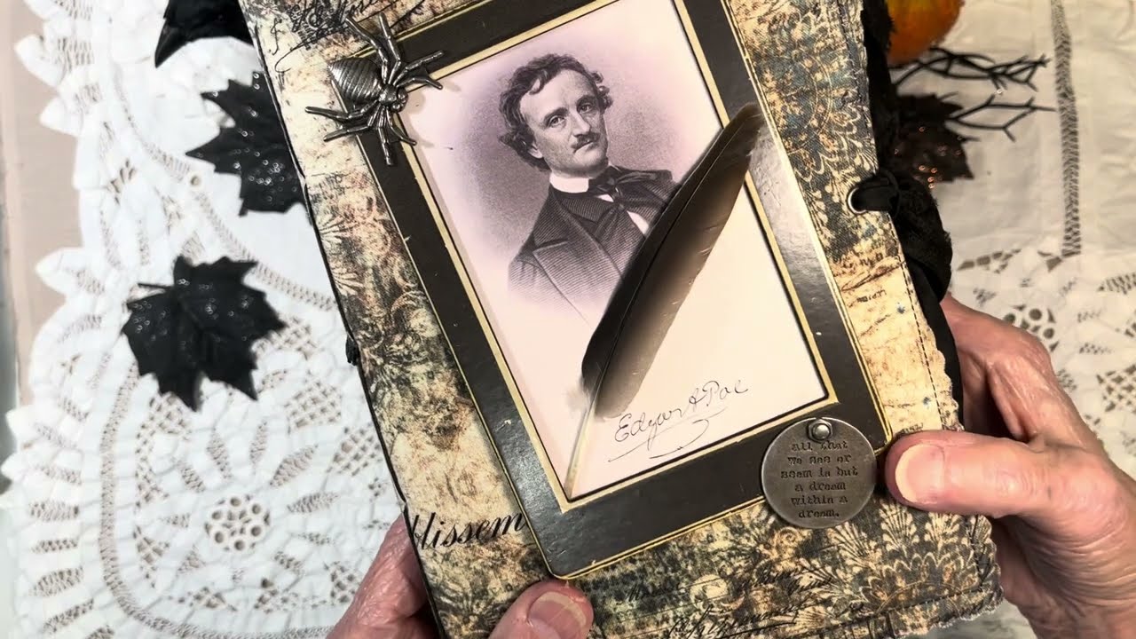 Edgar Allan Poe themed Halloween junk/mixed media art journal
