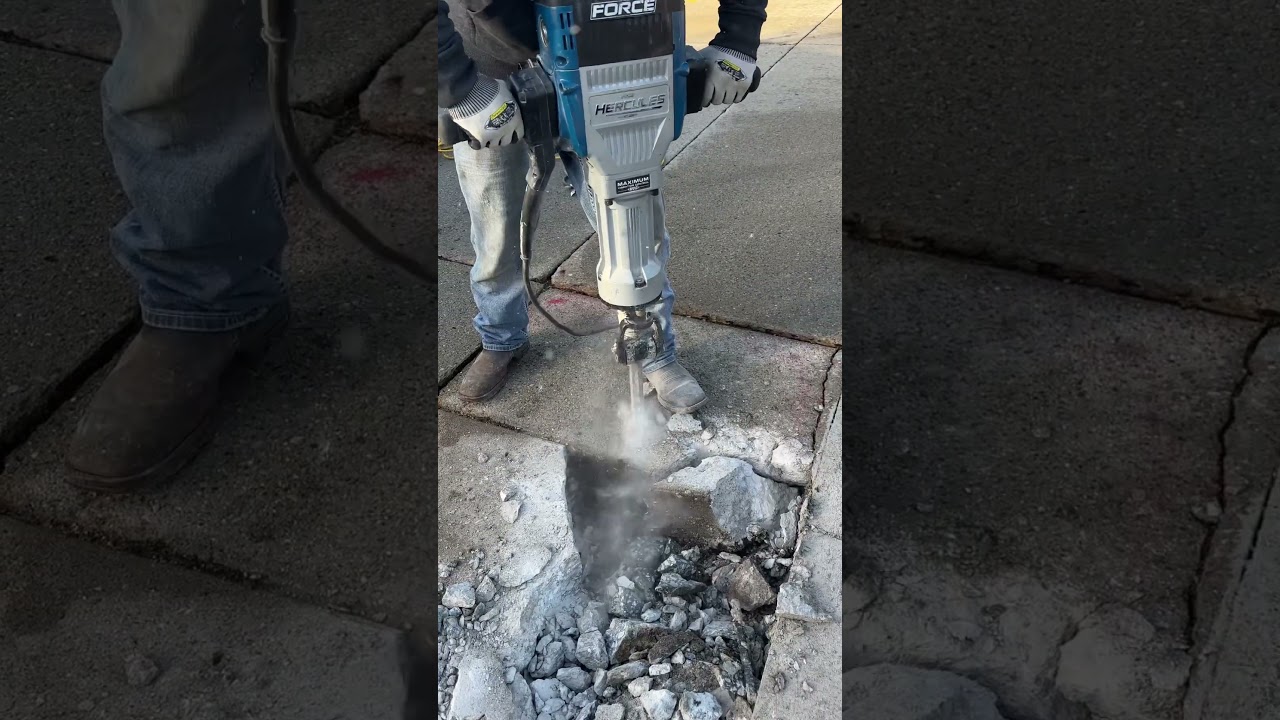 @harborfreight makes a damn good jackhammer! #concretebreaker #concrete #construction #jackhammer