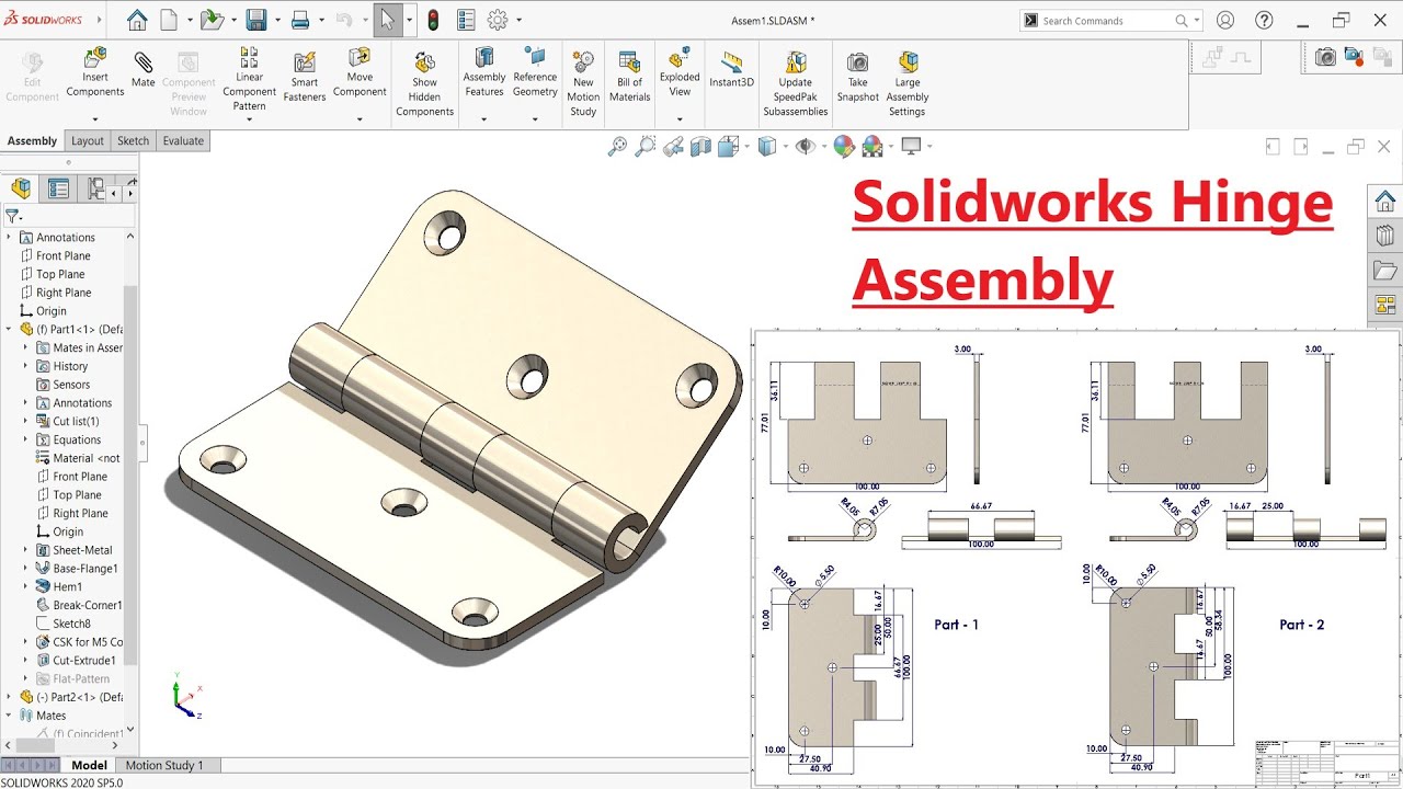 How To Design A Sheetmetal Hinge In SolidWorks☑️