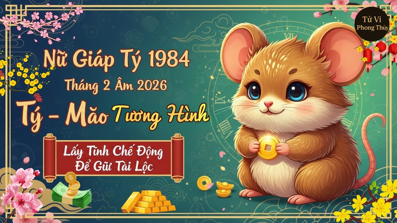 🐁 Nữ Giáp Tý 1984 Tháng 2 Âm 2026: Tý – Mão Tương Hình, Lấy Tĩnh Chế Động Để Giữ Tài Lộc #tuvi