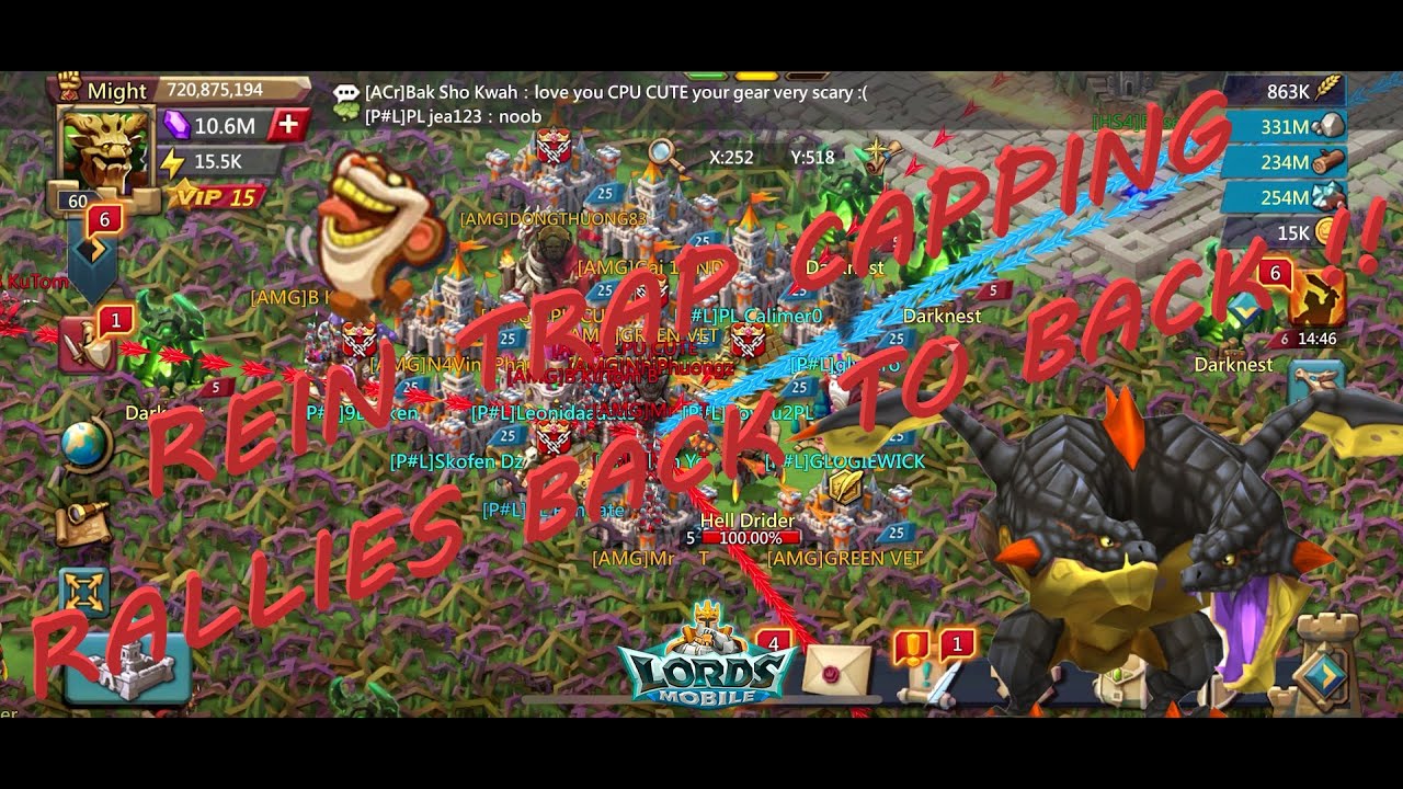 INSANE REIN TRAP CAPPING 5 RALLIES + WE DESTROY A REIN TRAP !! - Lords Mobile