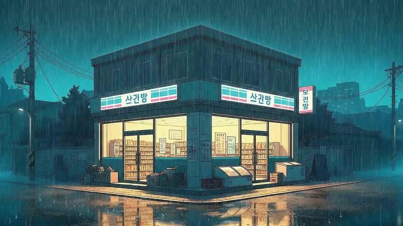 Rain Sounds and Lofi for Productivity in a Peaceful Korean Night Ambience for Stress-Free Work 😌