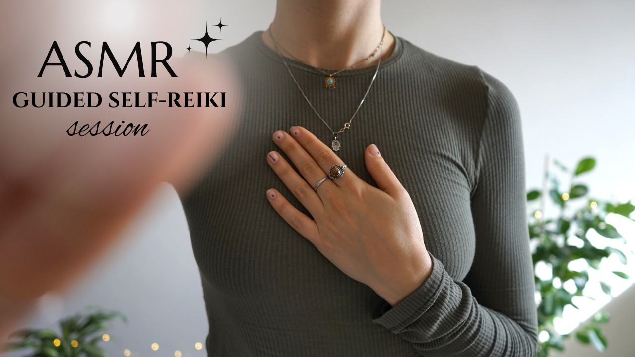 Reiki ASMR ~ Guided Self-Reiki Session | Face Touching, Smoke Cleanse, Tibetan Bowl (Whispering)