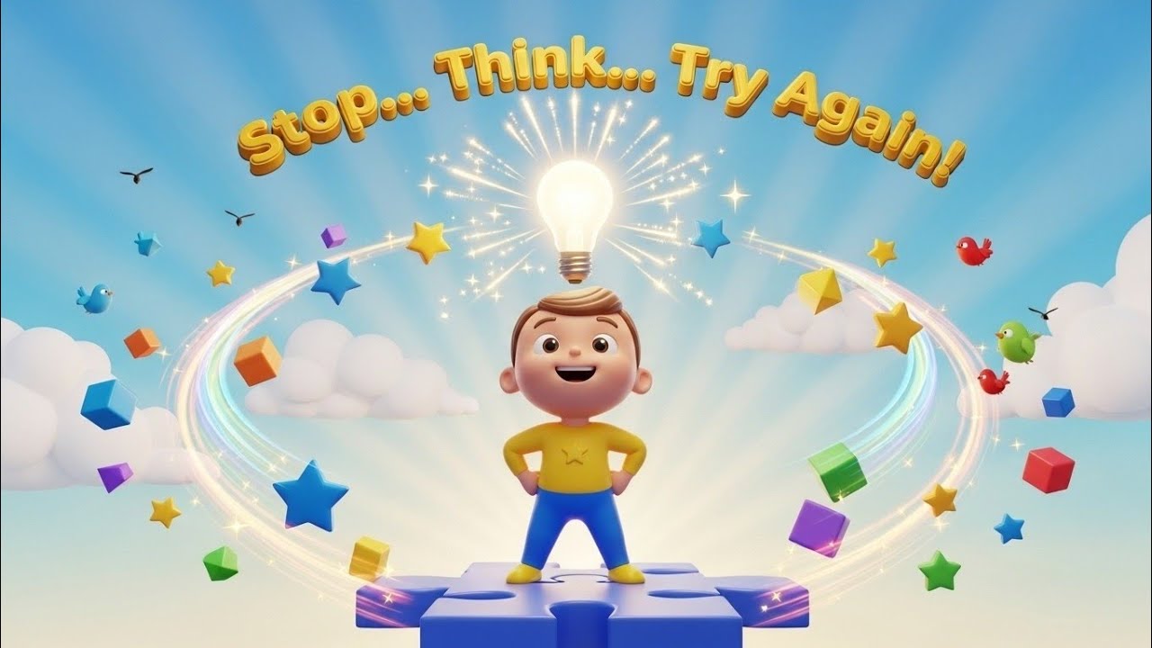 Stop Think Try Again! 🧠 | Problem Solving Song for Kids | Toddler Learning Rhyme