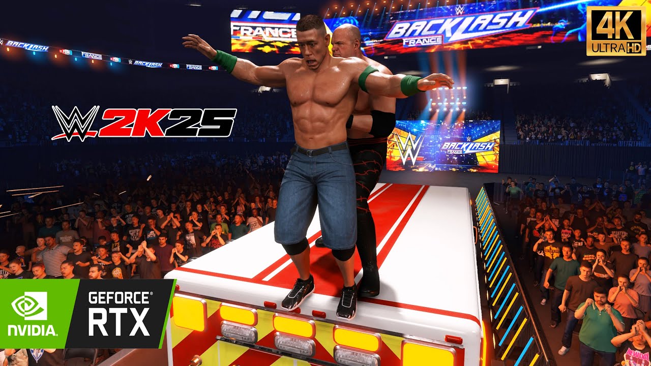WWE 2K25 - John Cena vs Kane - Monster vs Never Give Up!  – Ambulance Match (4k60fps)