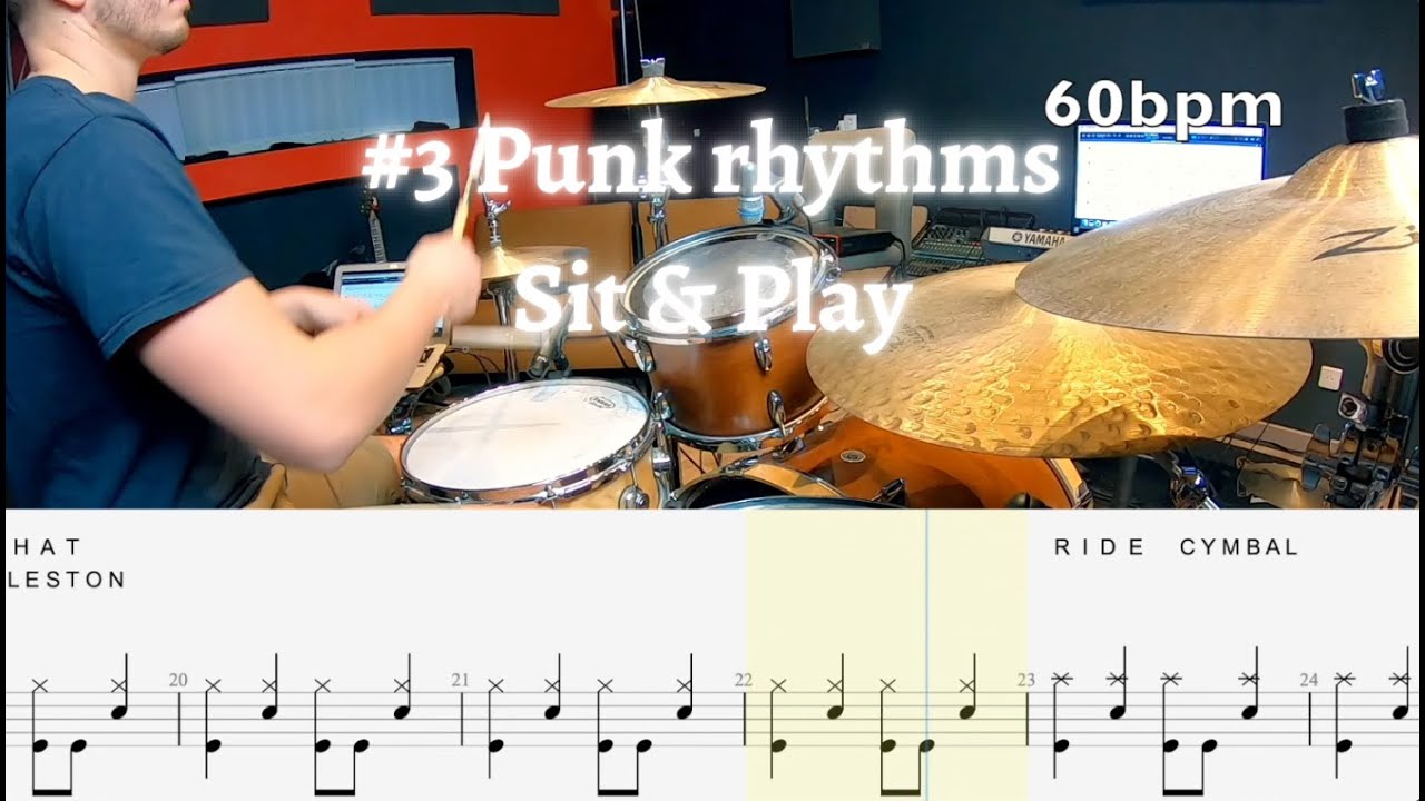 #3 Cours de batterie débutant - rythmes punk / Beginner drum lesson - punk rhythms