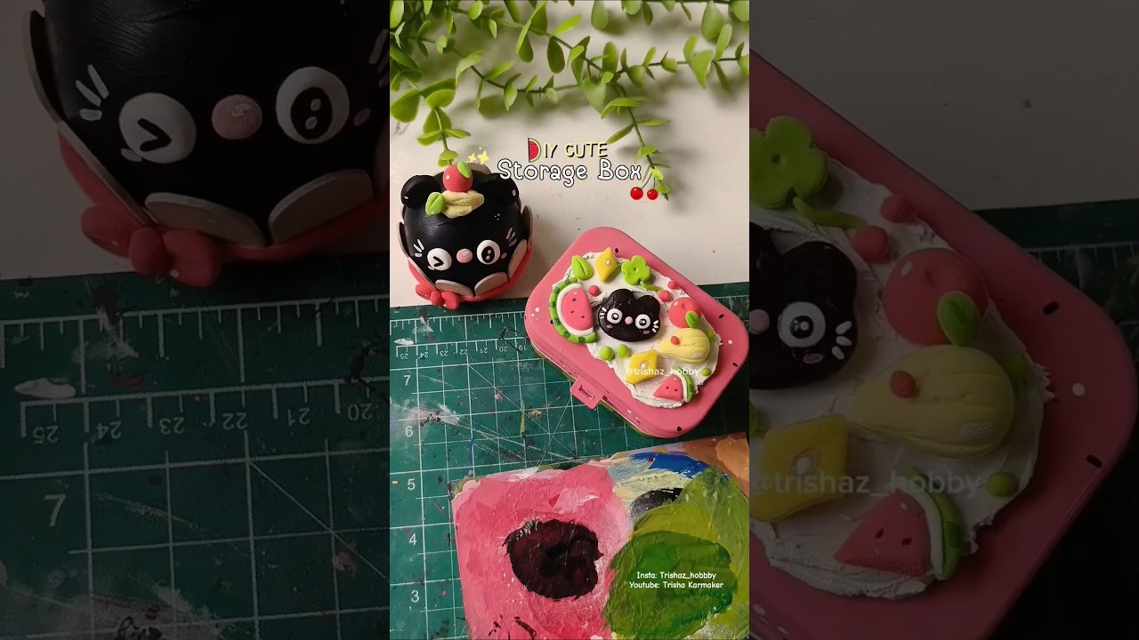 Transforming a plastic box into a cutu storage Box 💕 #viralvideo #clayart #diy #bestoutofwaste