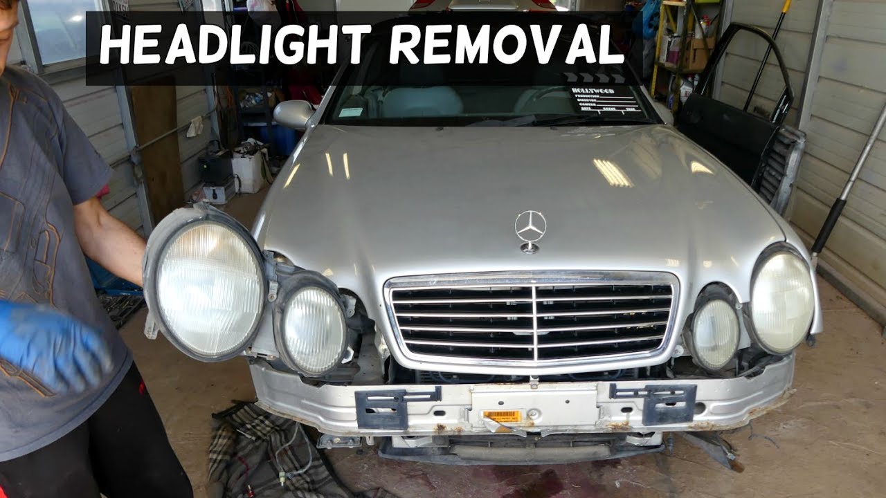 MERCEDES W208 HEADLIGHT REMOVAL REPLACEMENT CLK200 CLK230 CLK 320 CLK430
