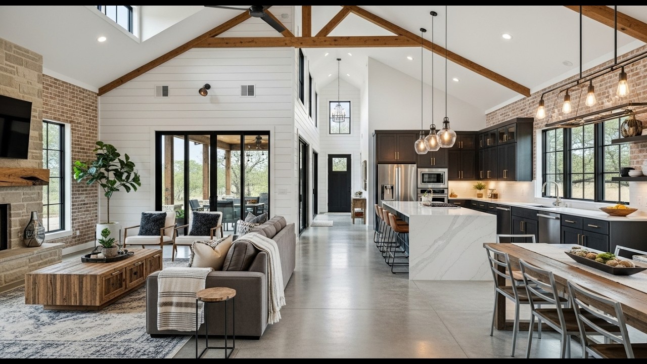 Inside a luxury Dogtrot Barndominium With Rustic Charm