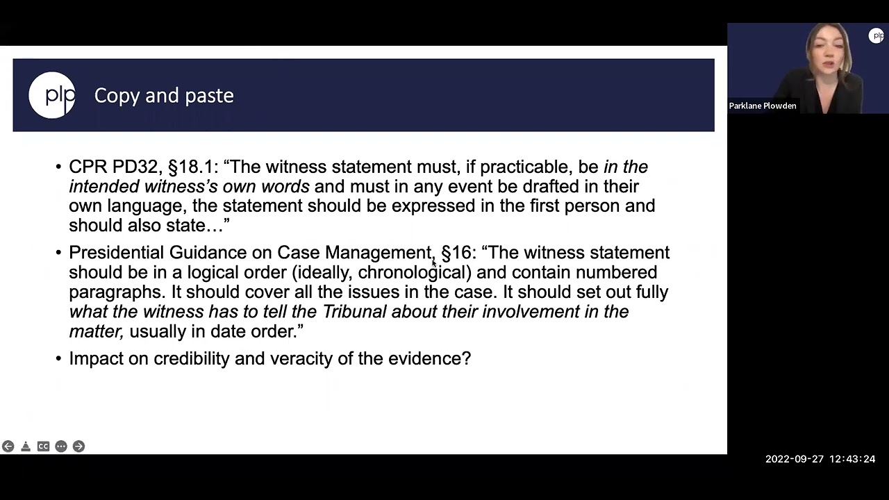Common Mistakes in Employment Tribunal Witness statements 27 September Sarah Brewis & Bethan Davies