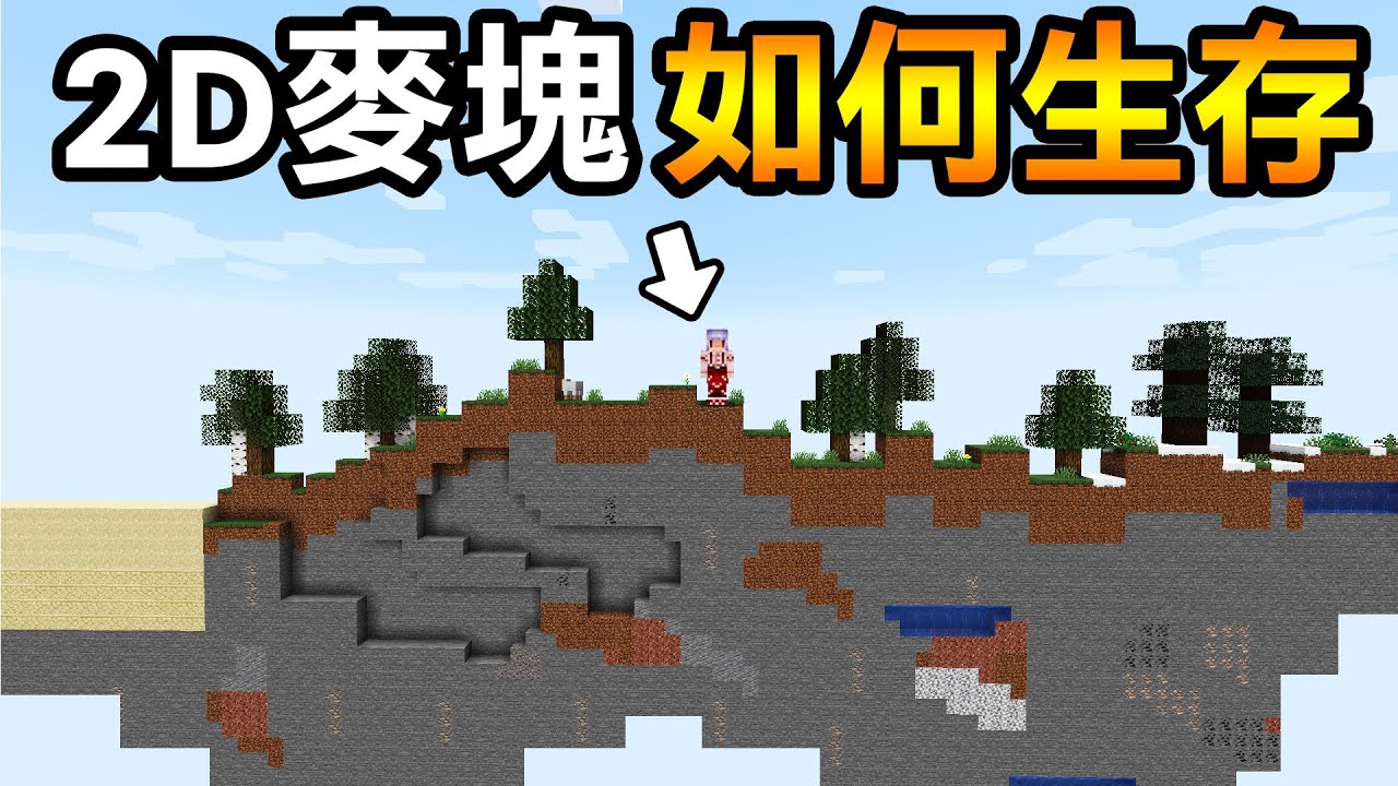 我被困在【2D麥塊】裡面了！在這種情況下要如何生存？｜Minecraft 生存