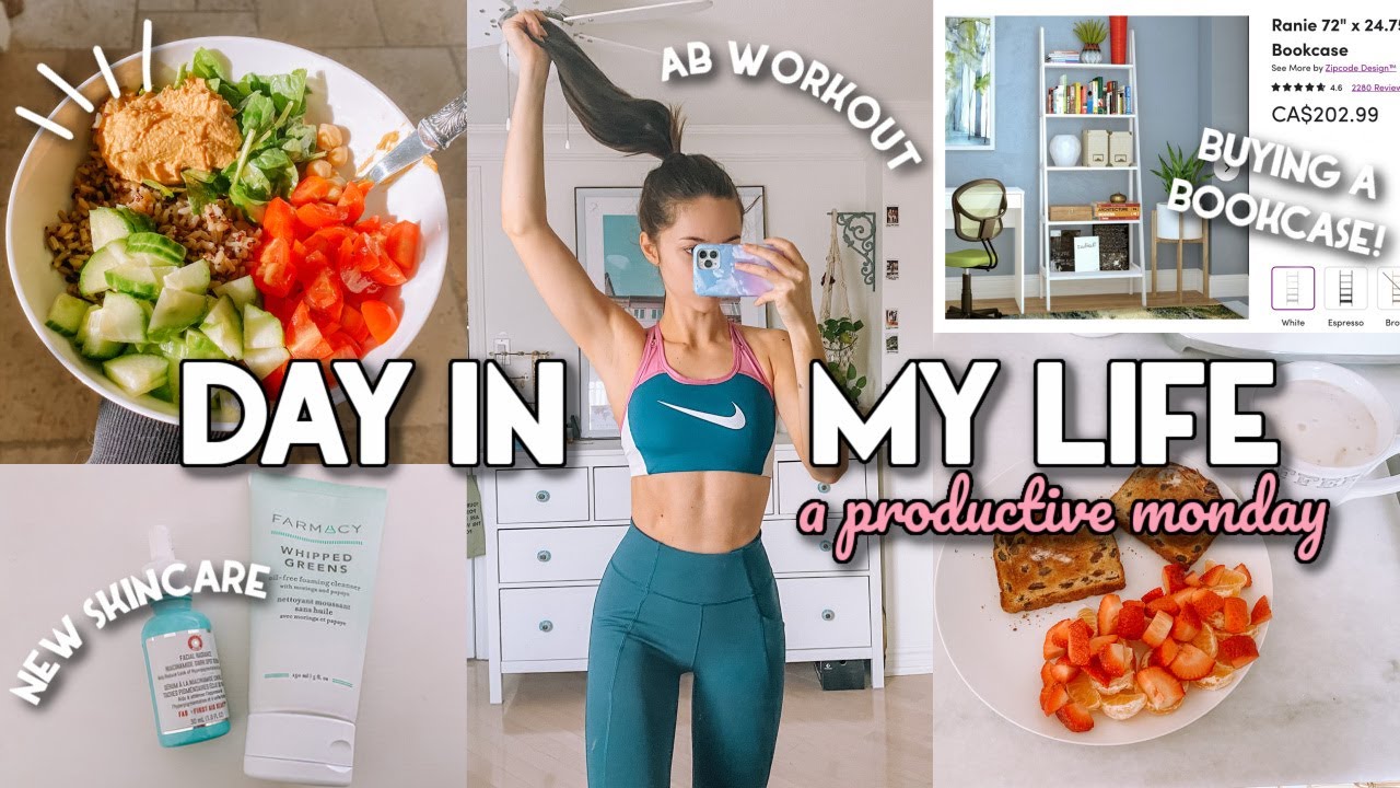 PRODUCTIVE MONDAY, AB WORKOUT, TESTING SKINCARE | VLOG