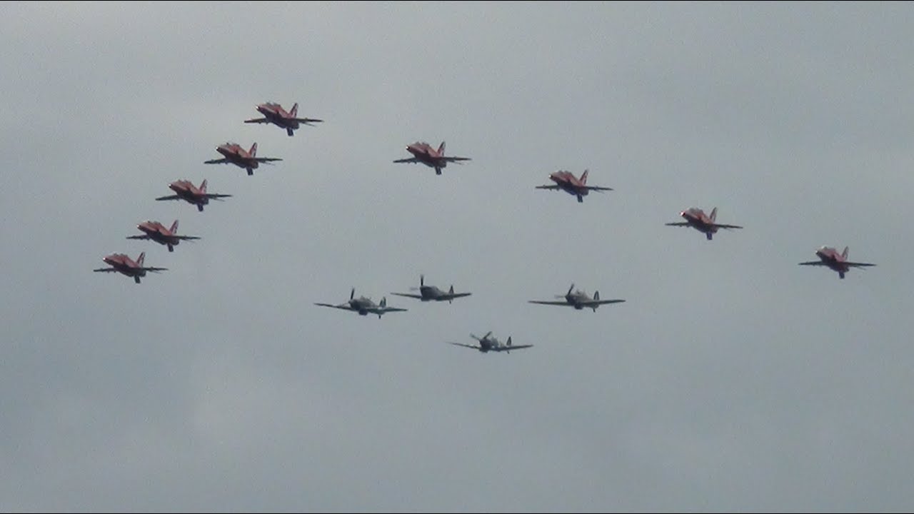Red Arrows & BBMF Fly Past RAF Cosford 2015