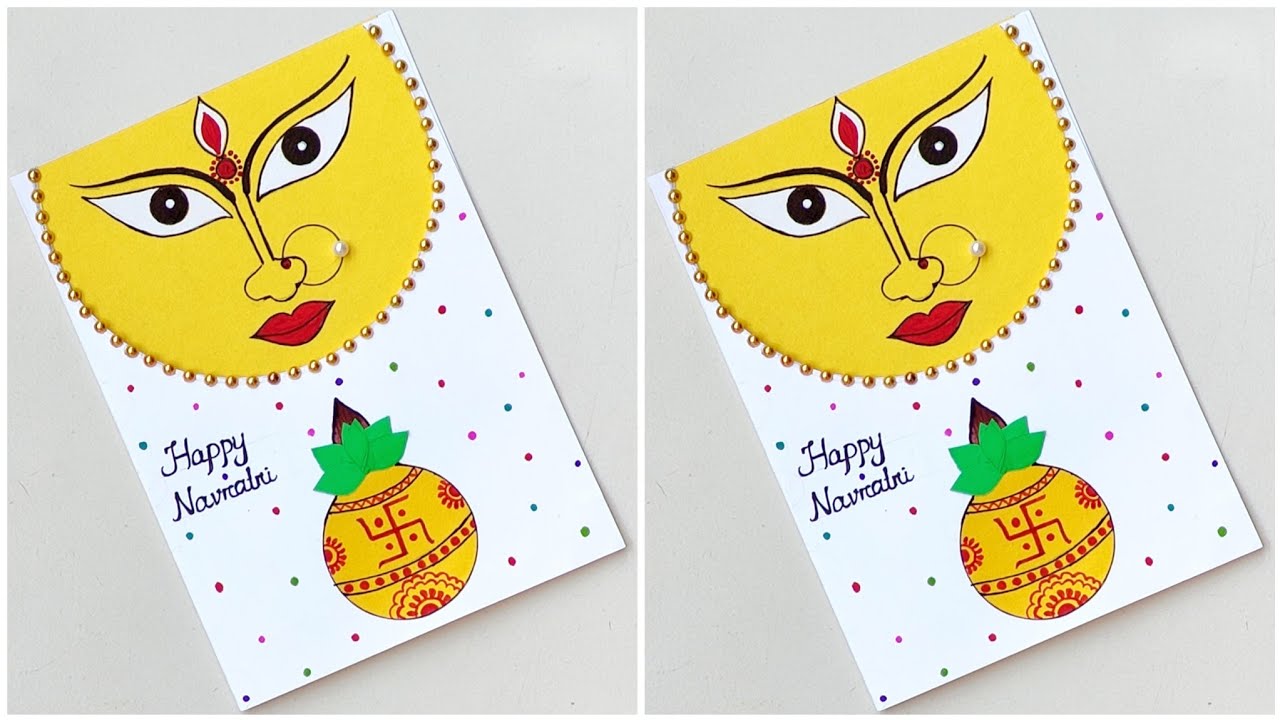 Navratri Greeting card/Handmade Navratri Card/Durga puja Card /Easy Navratri Card
