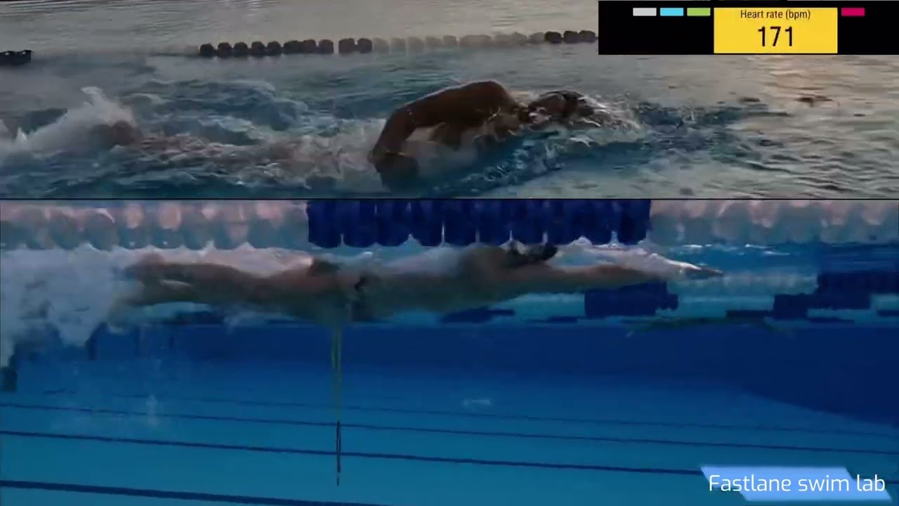 Fastlane swim lab (100 swim freestyle test) heart rate synchronized with effort