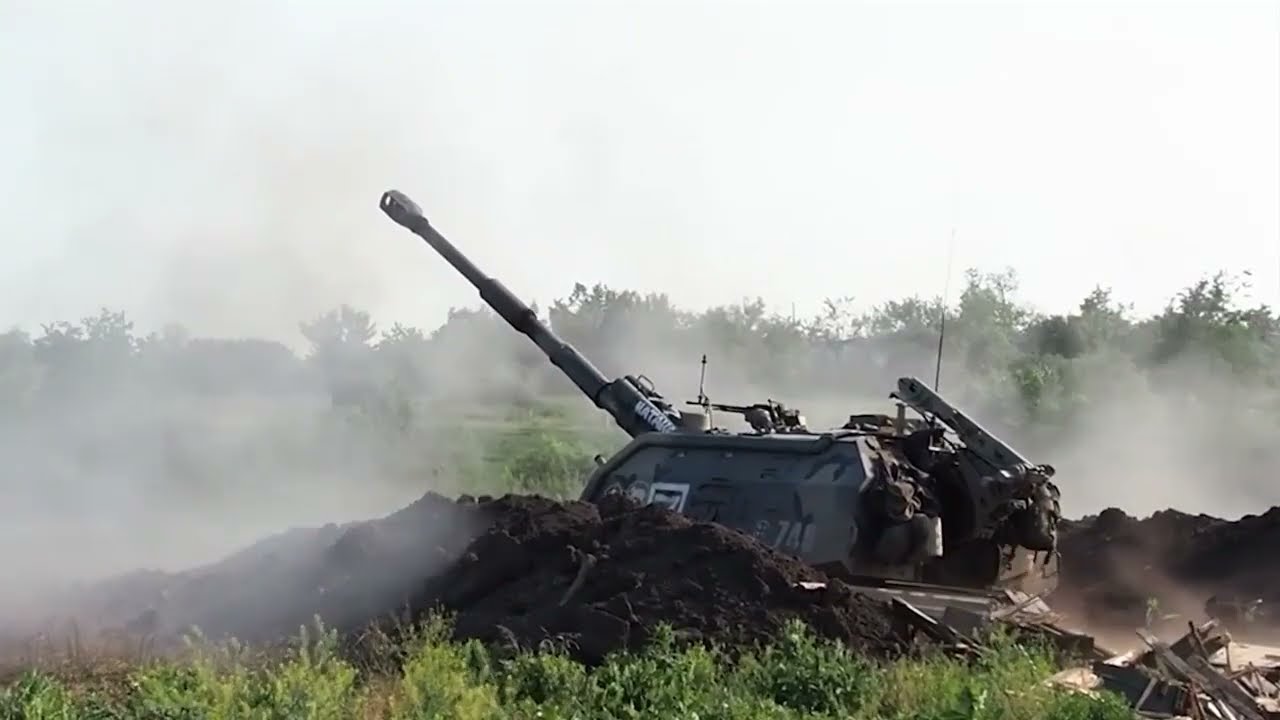 Russian artillery in combat action
