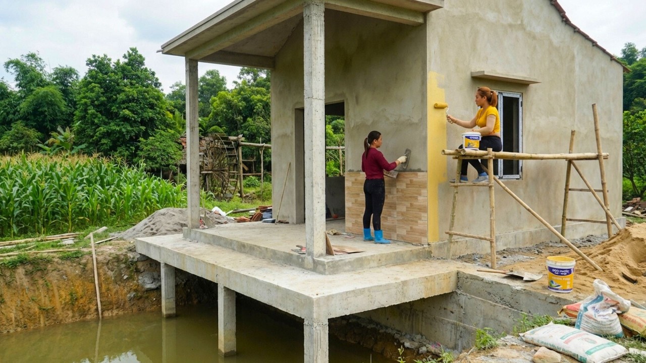 Completing the Dream Home After 100 Days to Live Off the Grid – Tiling and Painting the Walls