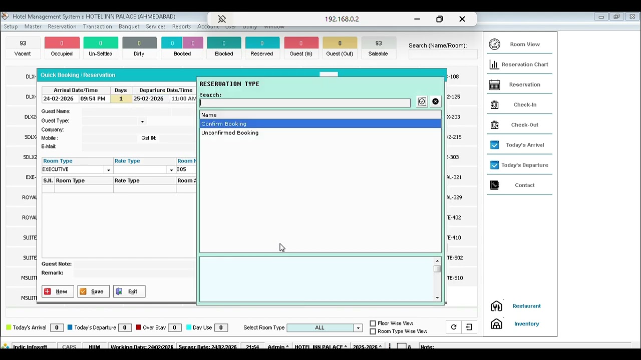 Retention Entry in Hotel Software, Indic Infosoft | Easy Cancellation Process