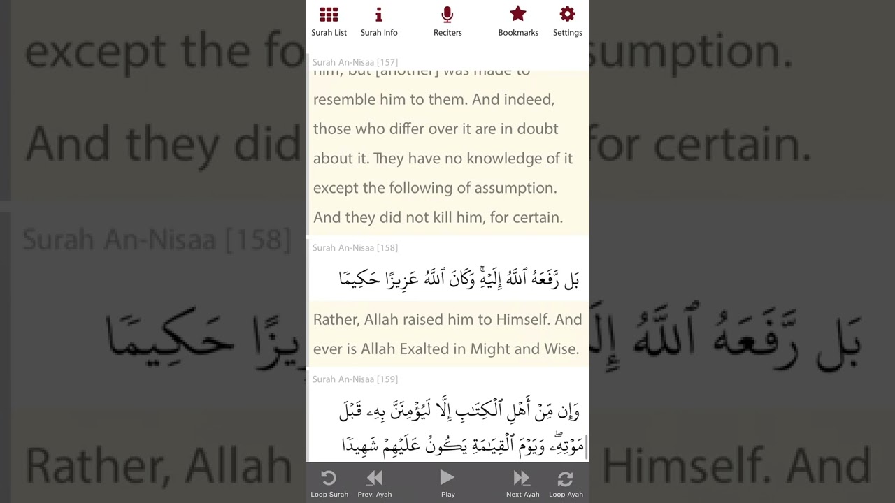 Quran English Translation (chapter 4, verse 157-159)
