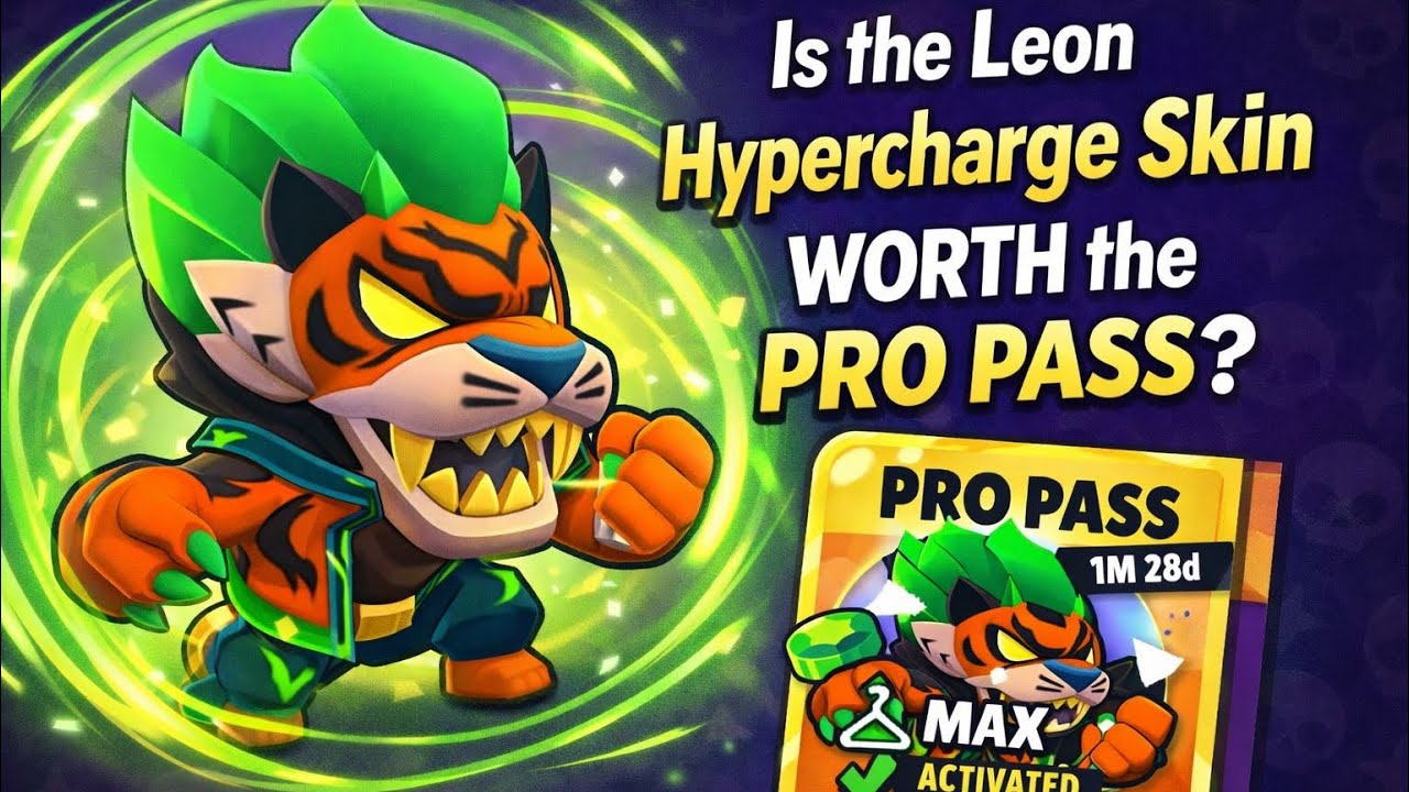 Is the Leon Hypercharge Skin Worth the Pro Pass? #brawlstars #supercell #viralvideo #brawltalk 