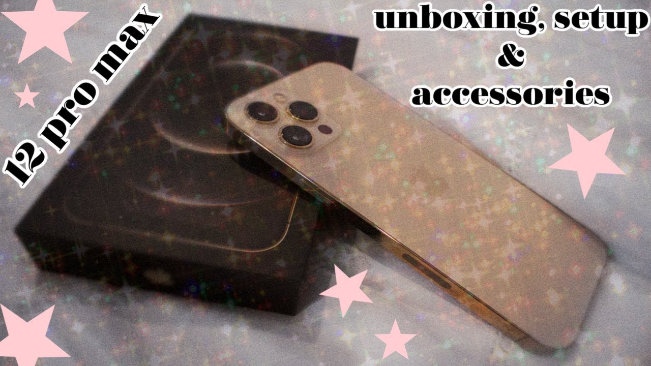Aesthetic GOLD IPHONE 12 PRO MAX//Unboxing, setup, & accessories😝