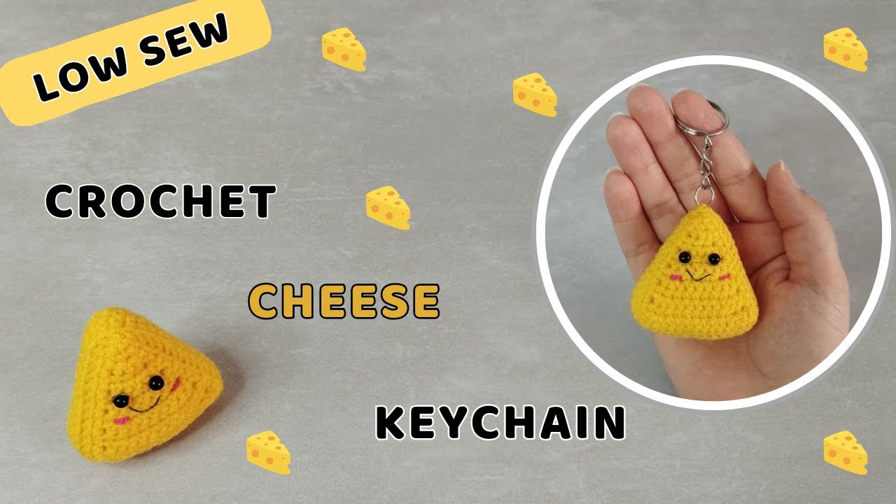 Crochet cheese keychain tutorial  |  crochet keychain for beginners