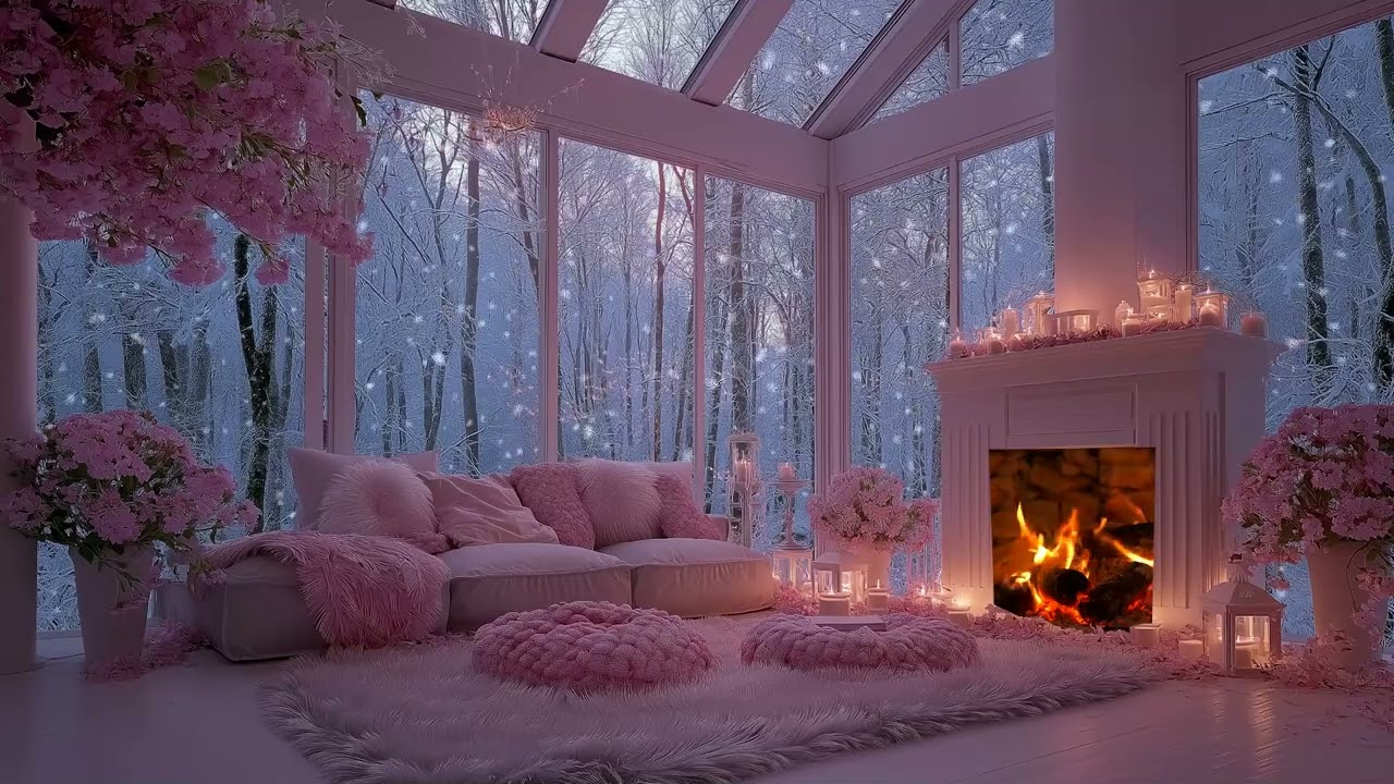 Cold Winter Wind & Gentle Fireplace | Cozy ASMR for Deep Sleep