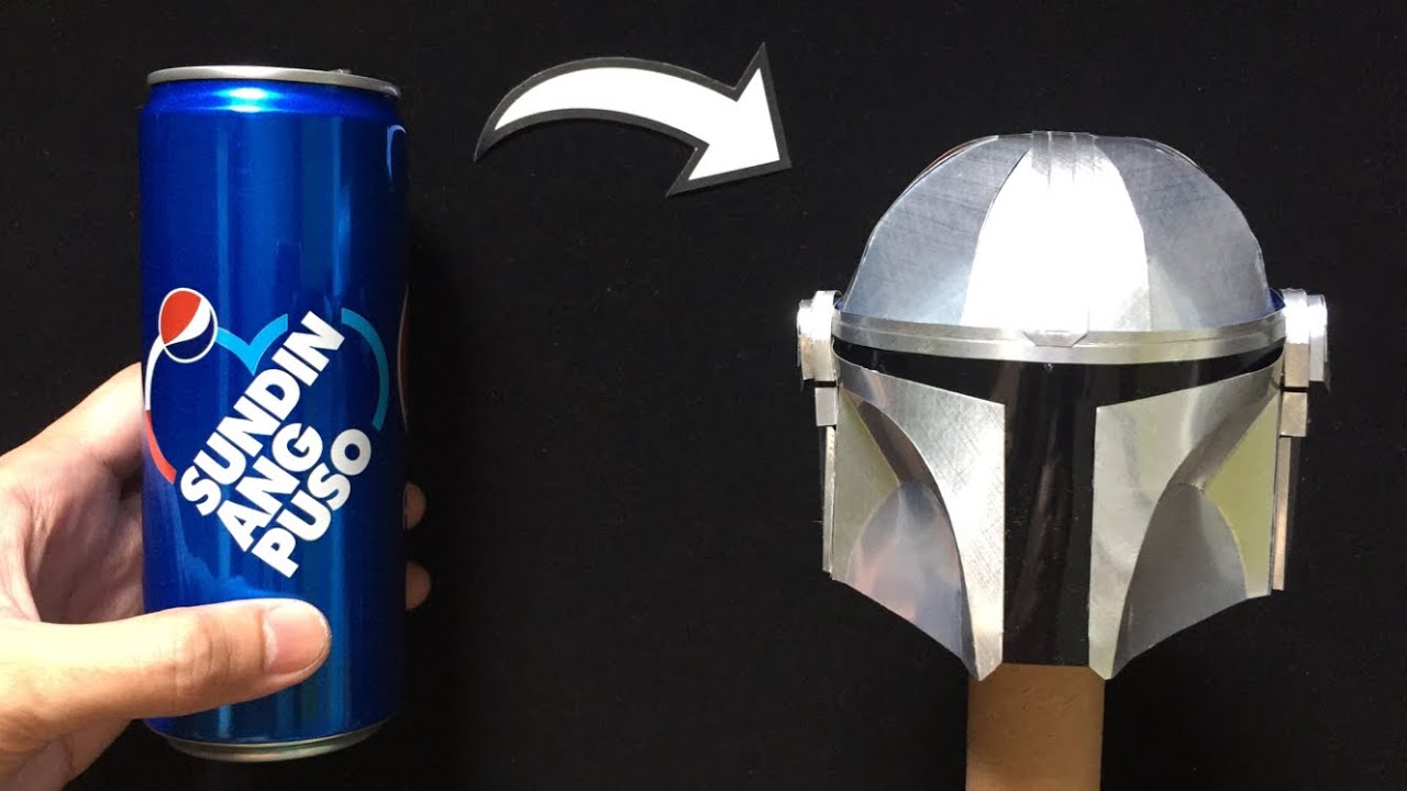 Homemade Mandalorian Helmet Using Soda Can
