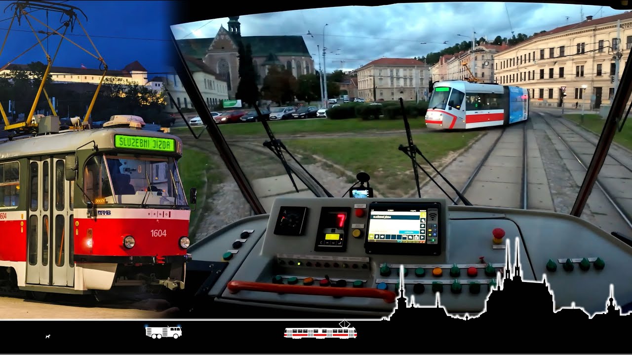 Pestrá hokejová posila nově z Mendláku směr centrum 🚋 Cab view tram Brno