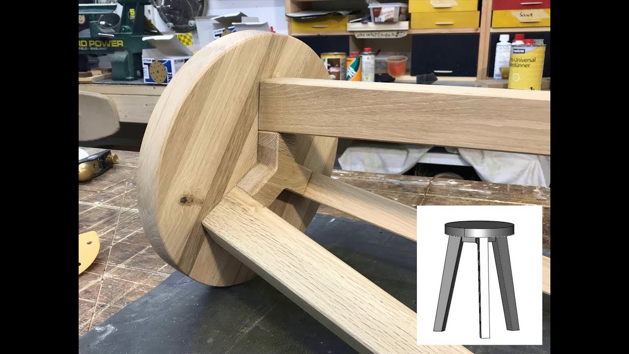029 Von der Eichen-Bohle zum Hocker.  From the oak plank to the stool