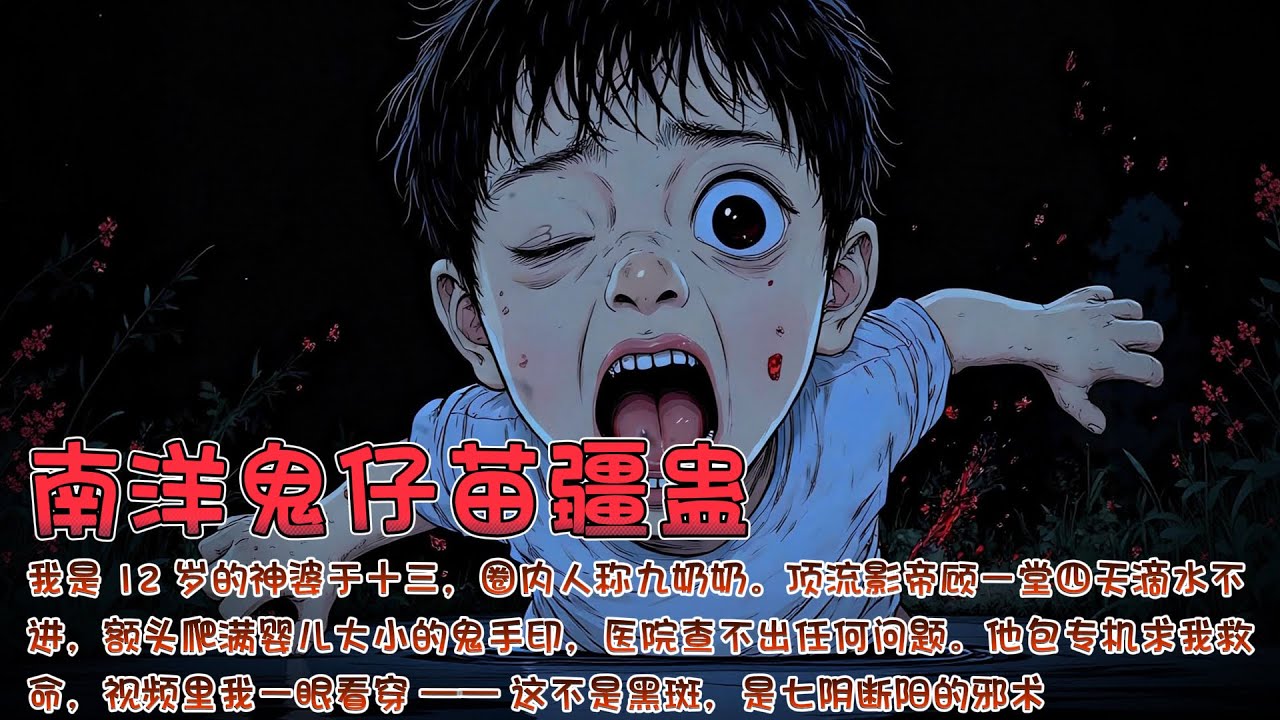 【完结文】我是 12 岁的神婆于十三，圈内人称九奶奶。顶流影帝顾一堂四天滴水不进，额头爬满婴儿大小的鬼手印，医院查不出任何问题。他包专机求我救命，视频里我一眼看穿 —— 这不是黑斑，是七阴断阳的邪术。