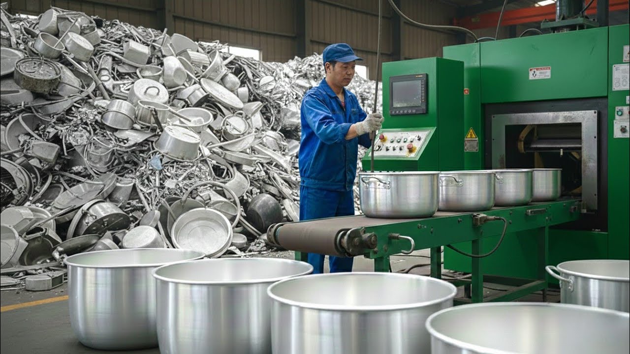 Incredible Process of Recycling Aluminum Scrap To Make New Aluminum Cooking Pots In Factory