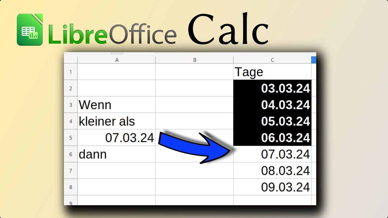 LibreOffice Calc: 3 Methoden bedingter Formatierung, um Datumsbereiche visuell hervorheben