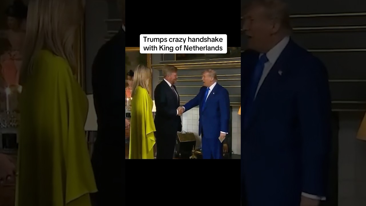 Trumps crazy handshake with King of Netherlands #donaldtrump #trump #maga #shorts