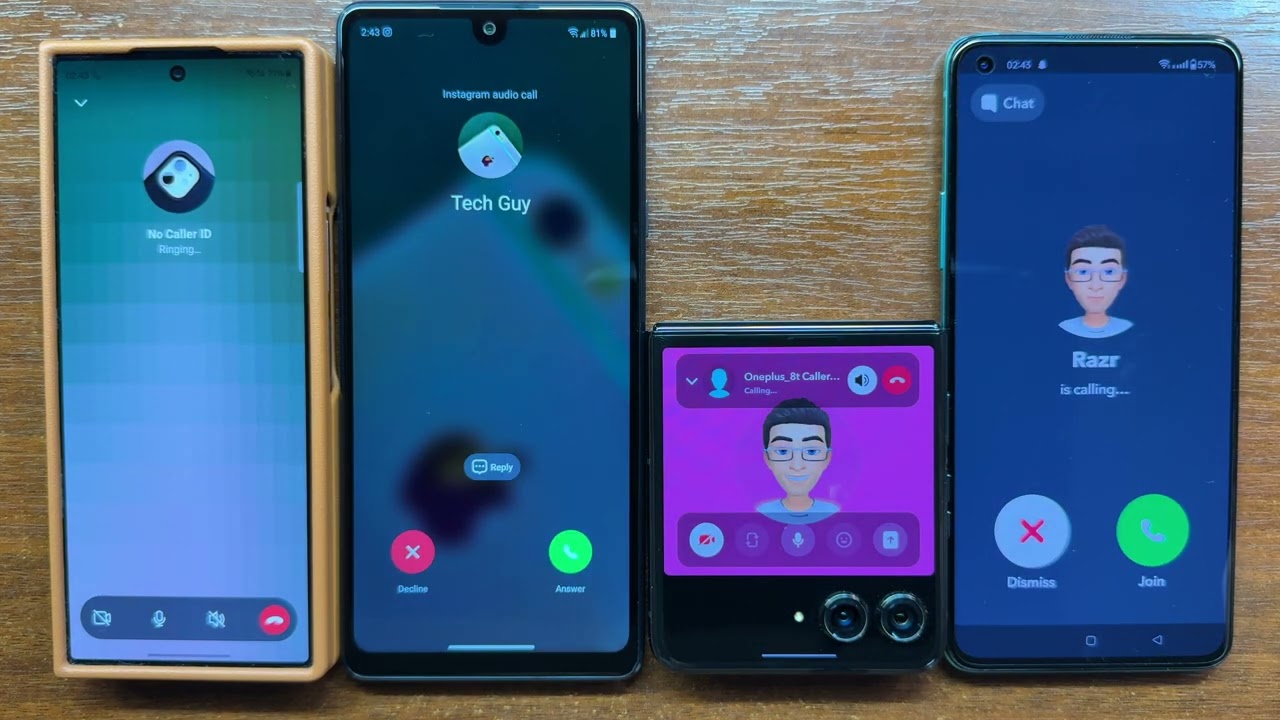 Samsung Z Fold 6, LG Stylo 6, Razr 50 Ultra, OnePlus 8T Zangi Botim Instagram Snapchat Incoming Call