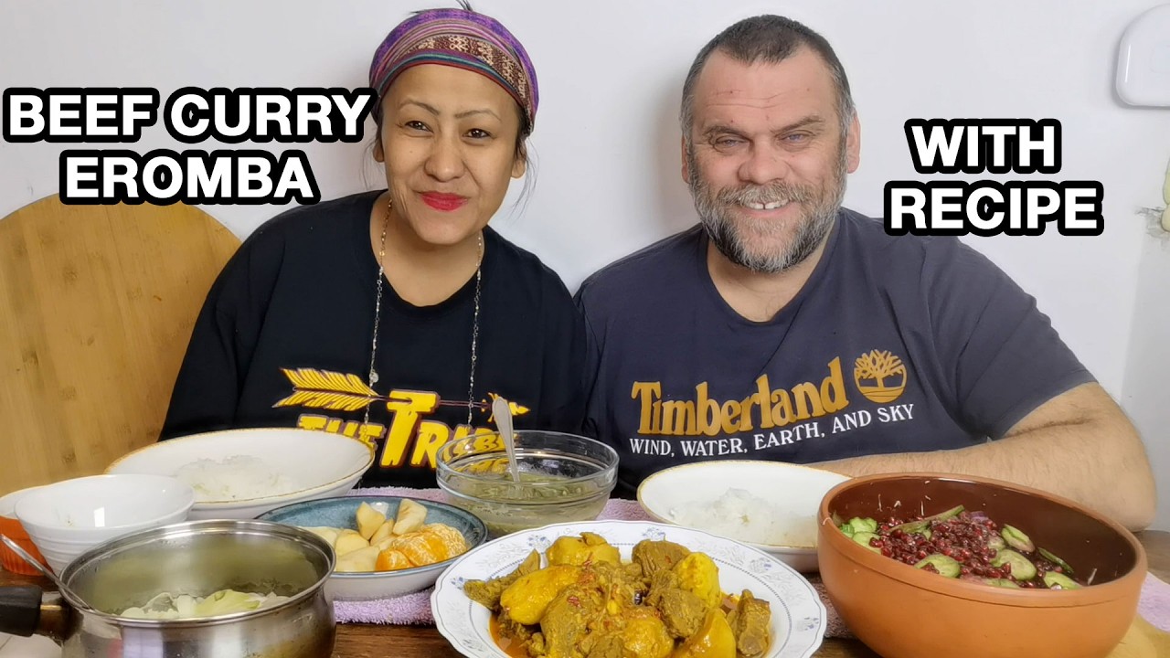 КАРИ ИЗ ГОВЯДИНЫ С КОРНЯМИ ТАРО ШАН КА ПАН ТОНГБА/ОКРА ЭРОМБА/СВЕЖИЙ САЛАТ/РЕЦЕПТ/ТАНГКУЛ МУКБАНГ