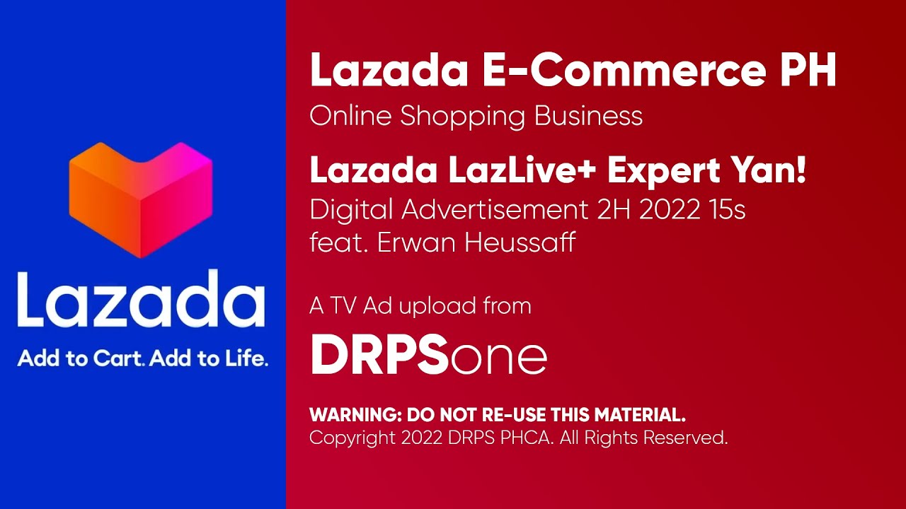 Lazada LazLive+: Expert Yan! with Erwan Heussaff Digital Ad Q3 2022 15s (Phlippines)
