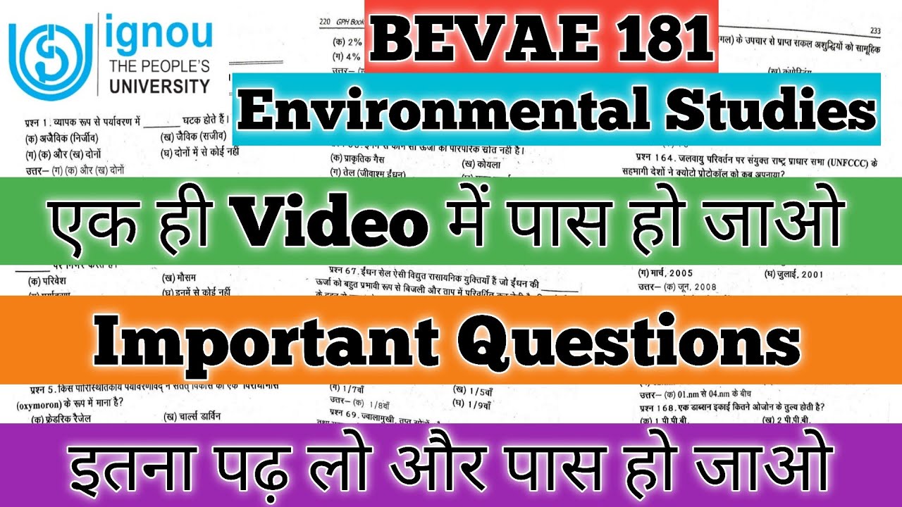 BEVAE 181 Important Questions BEVAE 181 Environmental Studies IGNOU BEVAE 181 Pervious Year Question