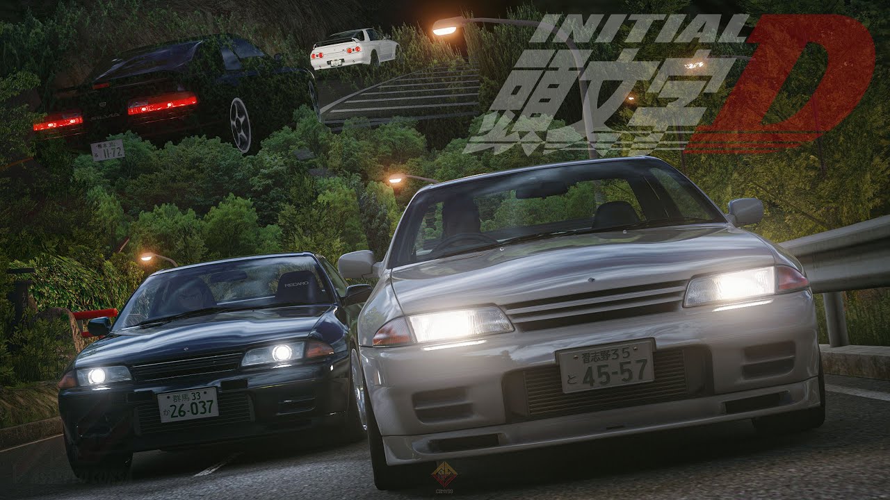 Nakazato R32 vs Shimamura R32 | Initial D CD Drama - A Black Lightning | Assetto Corsa