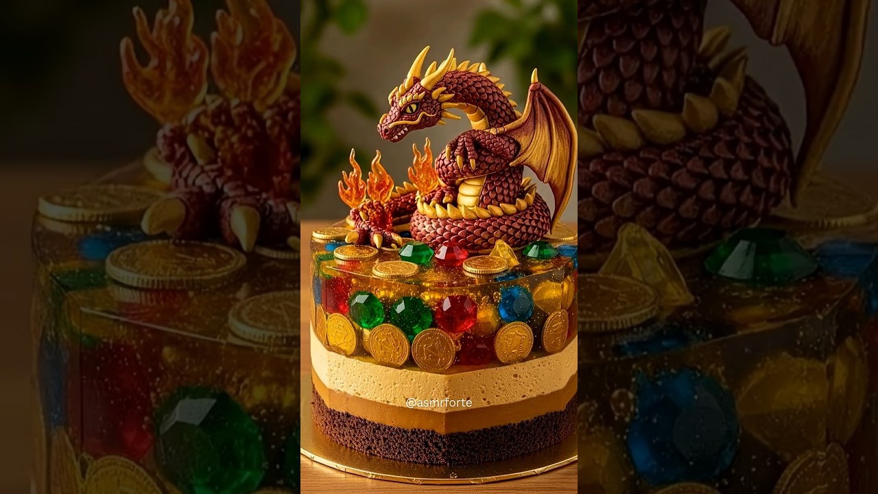 Dragon’s Treasure Cake 🐉💰 | Molten Gold Jelly Fantasy Dessert 
