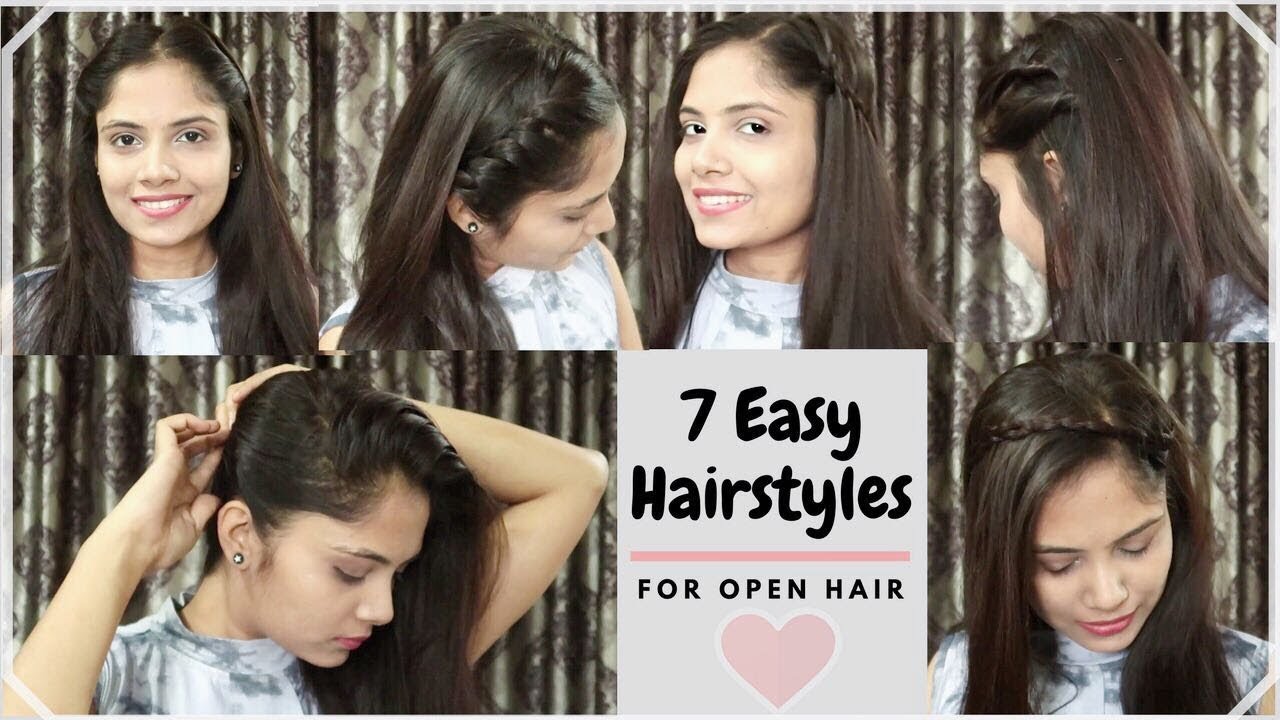 7 Different Ways to Style Open Hair| Everyday Quick&Easy Hairstyles For school/collage/party