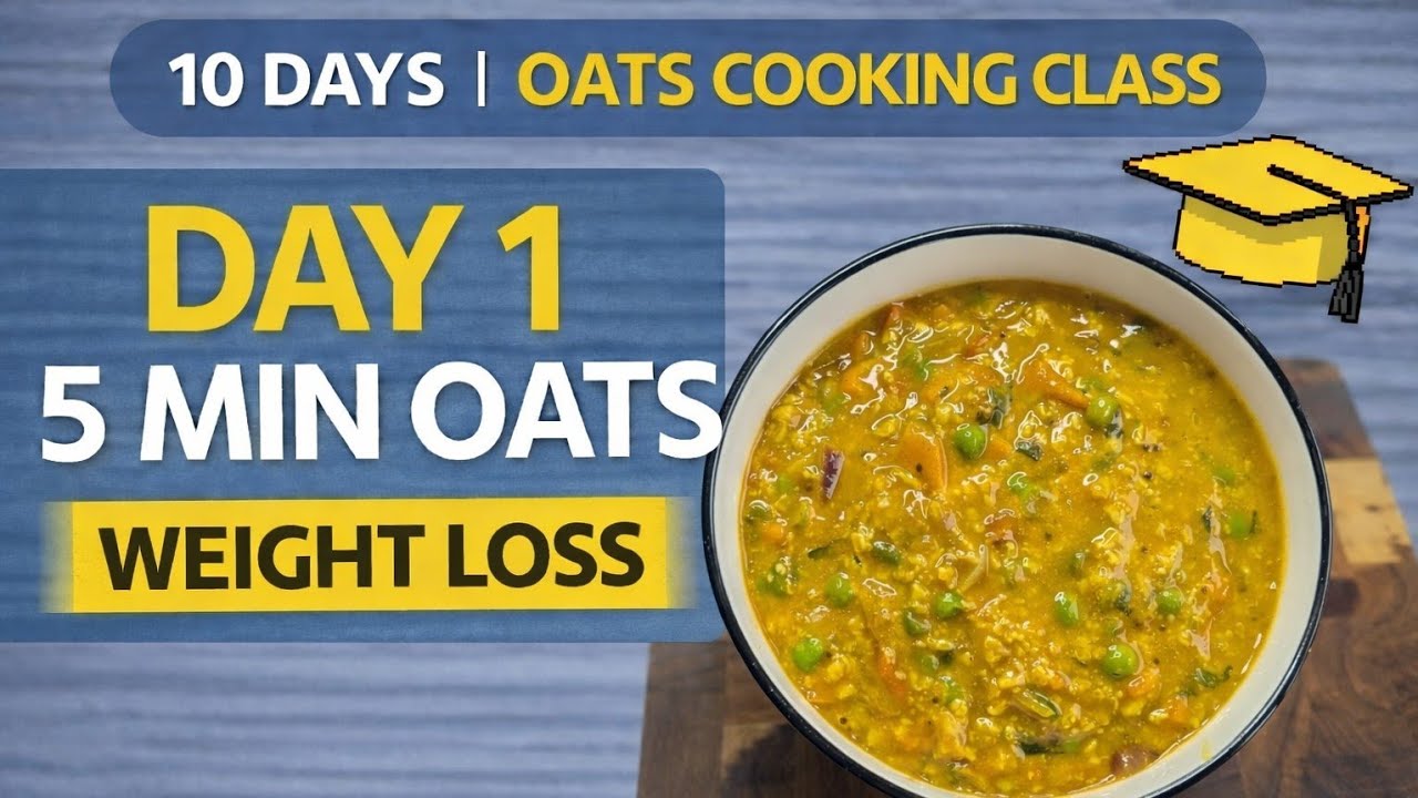 Masala Oats Recipe | Healthy Weight Loss Breakfast | 5 Minute Oats | Day 1
