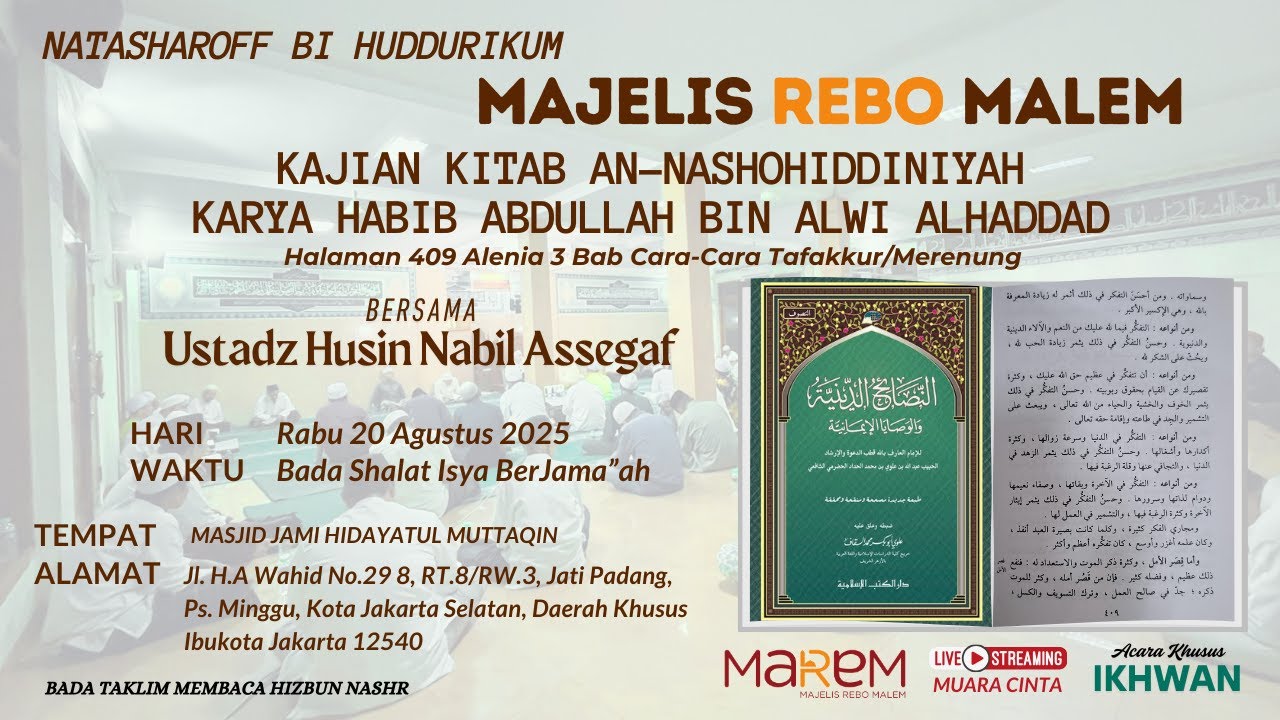 Kajian Kitab AN-NASHAIH AD-DINIYAH Halaman 409 Alenia Ke 3 Bab Cara-Cara Taffakur