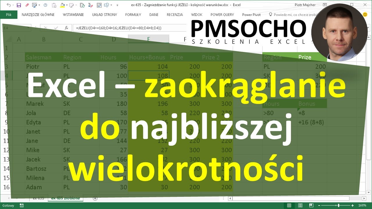 Excel - Zaokrąglanie do najbliższej wielokrotności ułamka, liczby, czasu [odc.896]