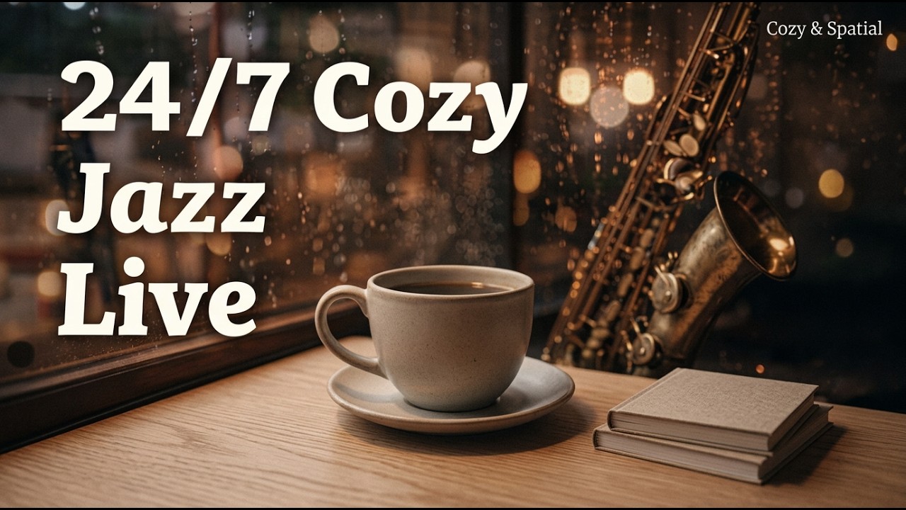 ☕ 24/7 Cozy Coffee Shop Ambience - Relaxing Jazz Piano for Study, Work